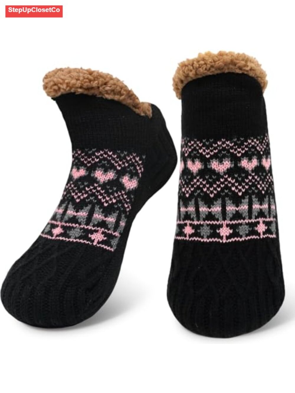 Fuzzy Slipper Socks with Grippers Women Non-Slip Warm Cozy Thick Sherpa